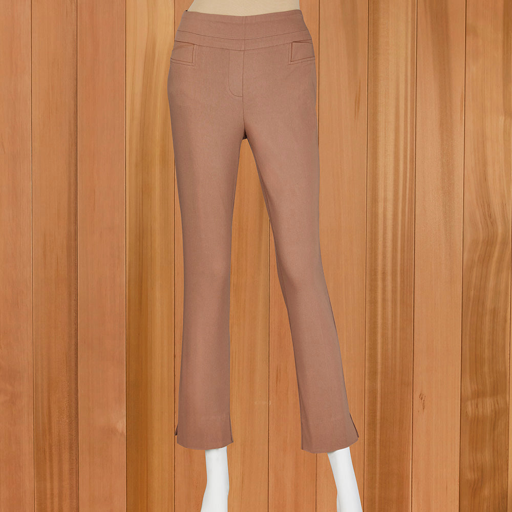 Women's Cotton Ankle Length Regular Fit Slub Stretchable Cigarette Pants  with Lace